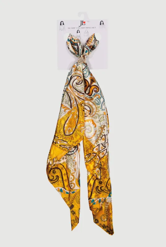 Printed Patterned Multiway Scarf and Rhinestone Ring Set made by Rainbow