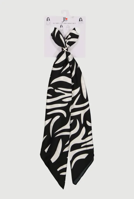 Zebra Print Multiway Scarf and Scarf Ring Set made by Rainbow