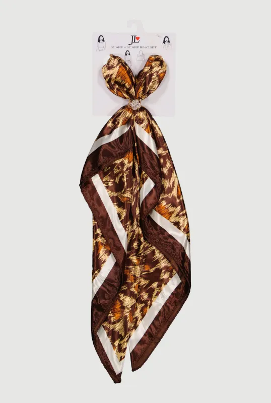 Leopard Print Multiway Scarf and Ring Set made by Rainbow