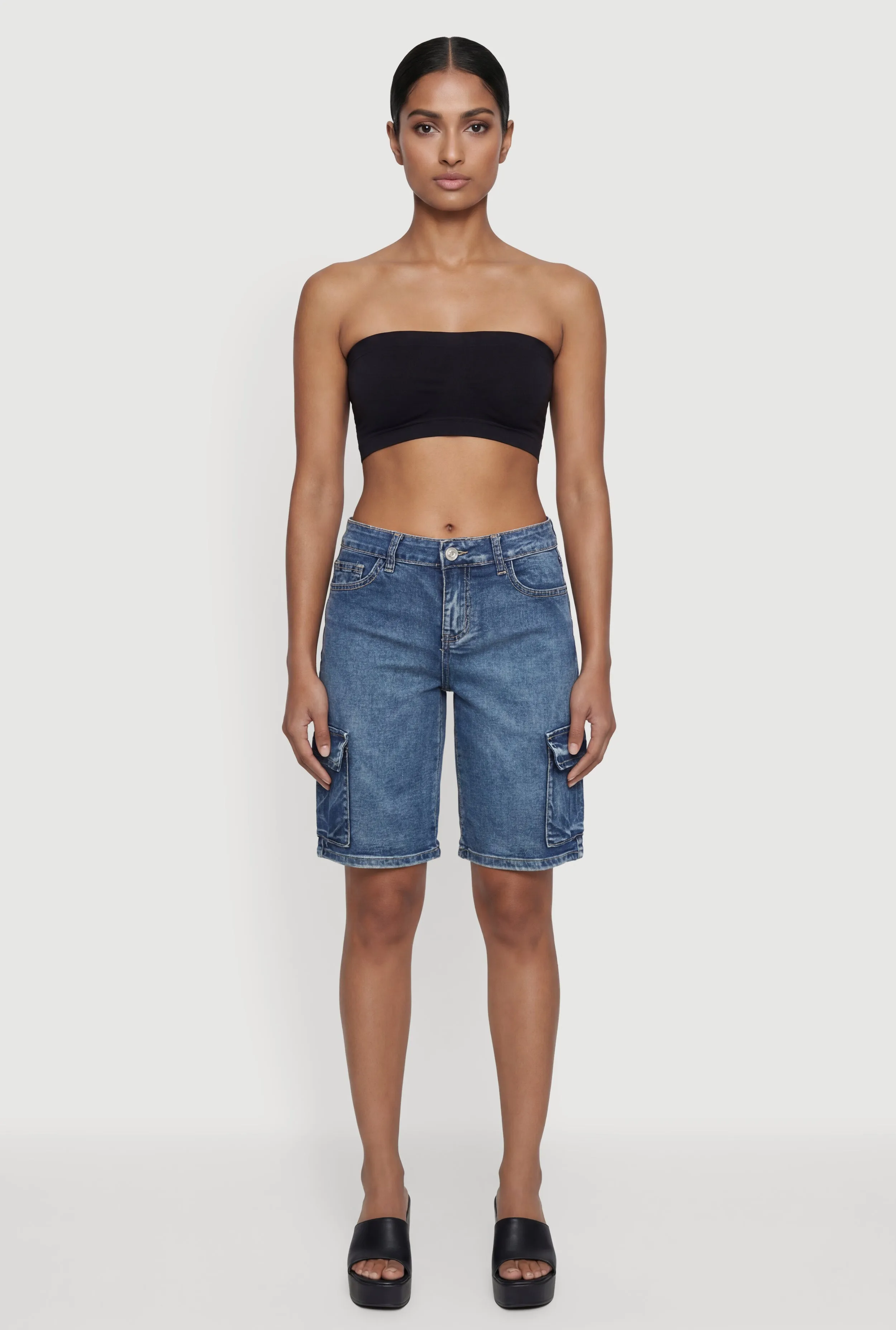 VIP Denim Bermuda Cargo Shorts sold by Rainbow
