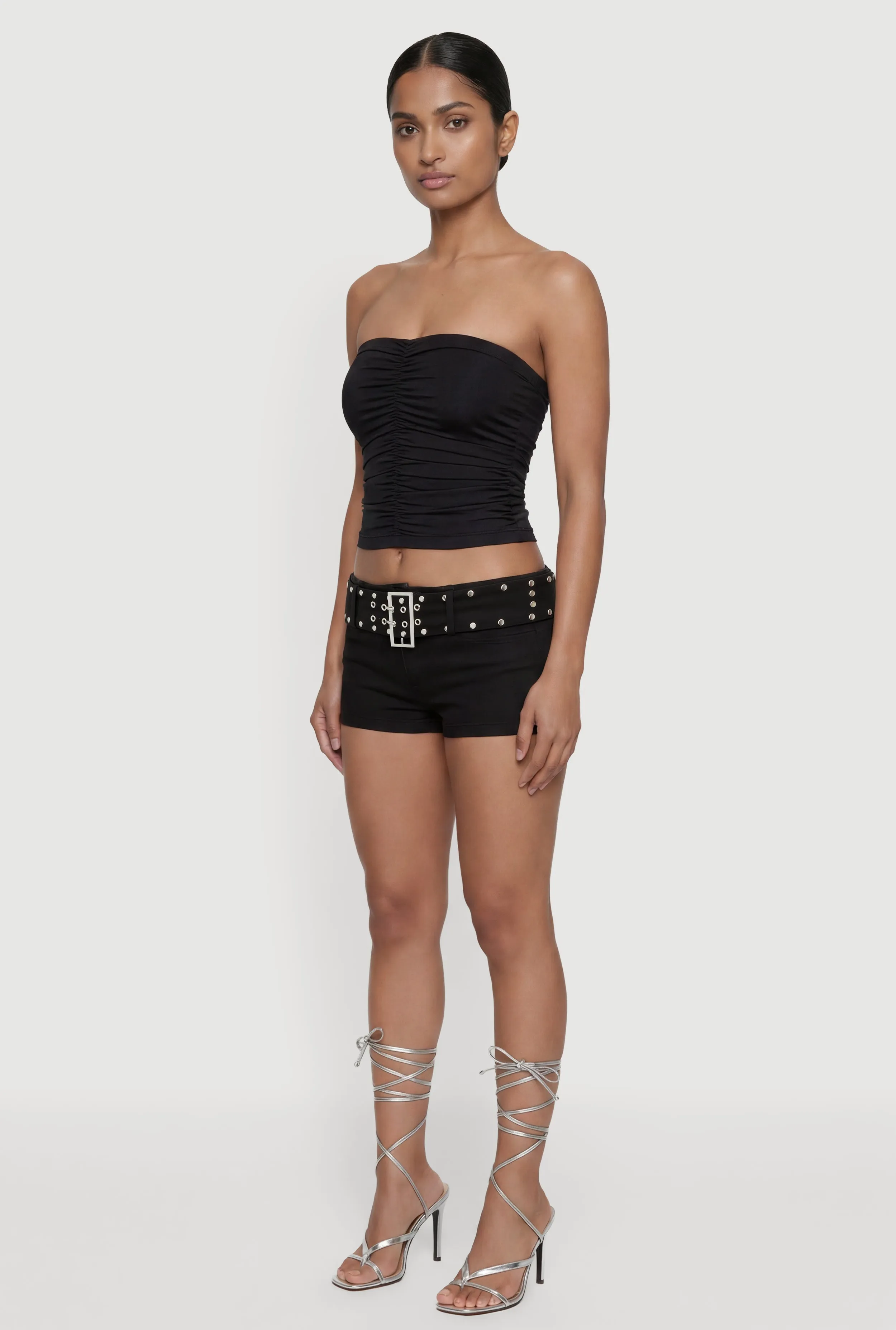 Grommet Belted Front Denim Shorts sold by Rainbow product image thumbnail 2
