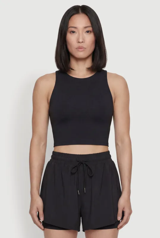 Racerback Cropped Tank Top with Shelf Bra made by Rainbow