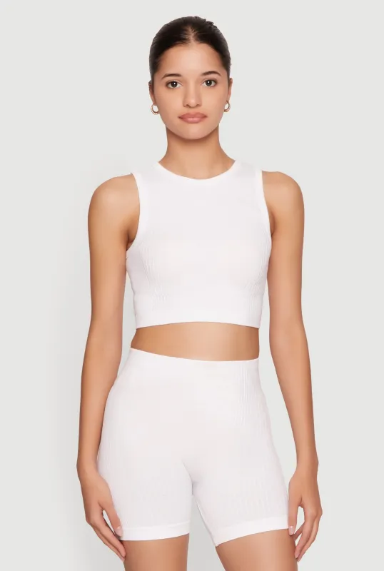 Seamless Compression Rib Cropped Tank Top made by Rainbow