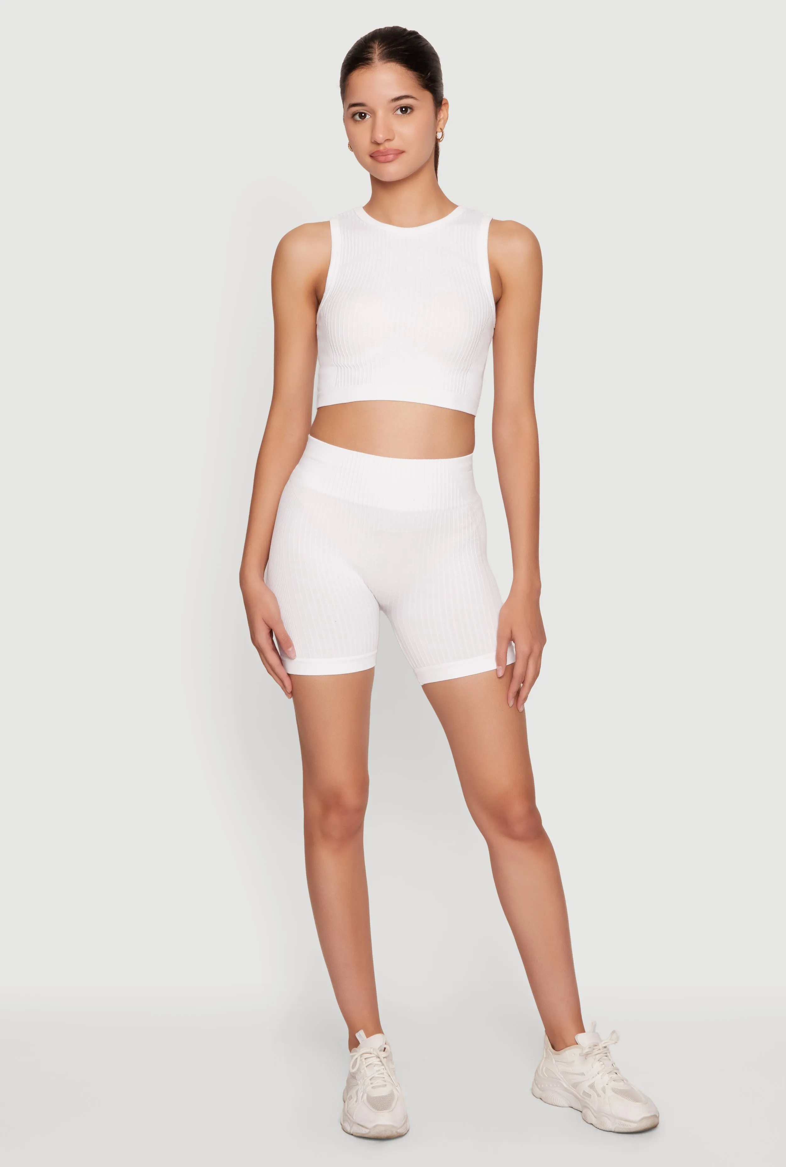 Seamless High Waisted Compression Rib Bike Shorts sold by Rainbow