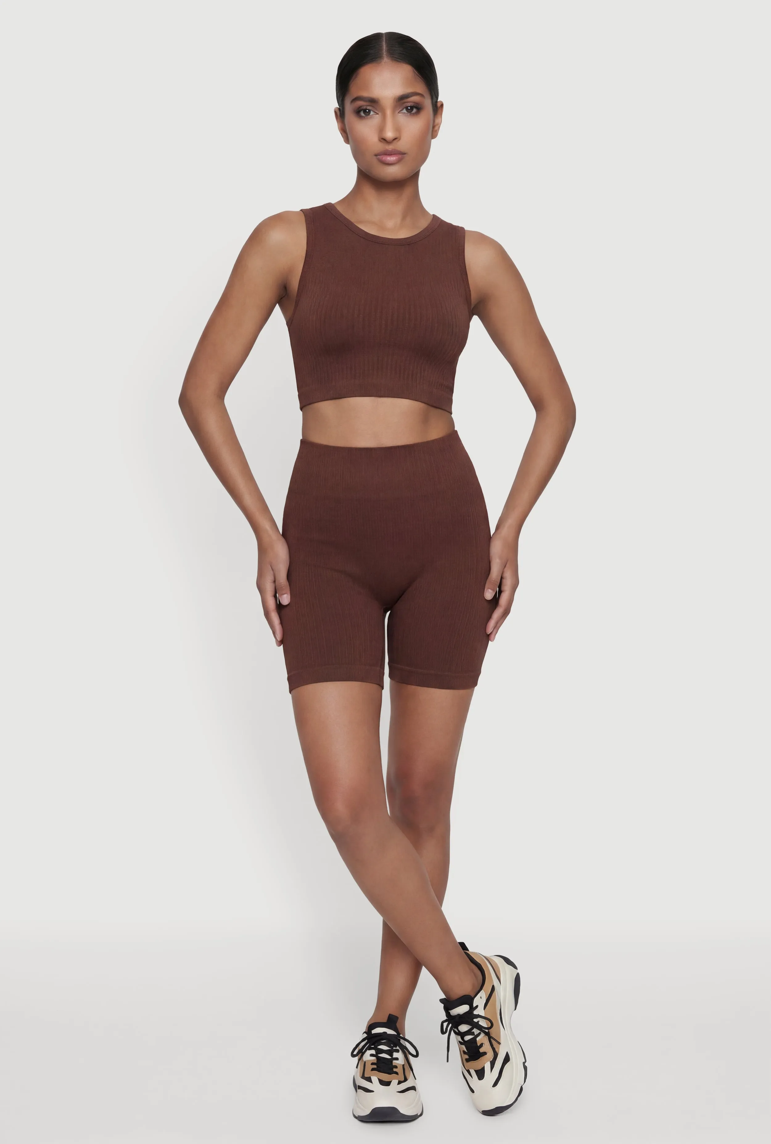 Seamless High Waisted Compression Rib Bike Shorts sold by Rainbow product image thumbnail 4