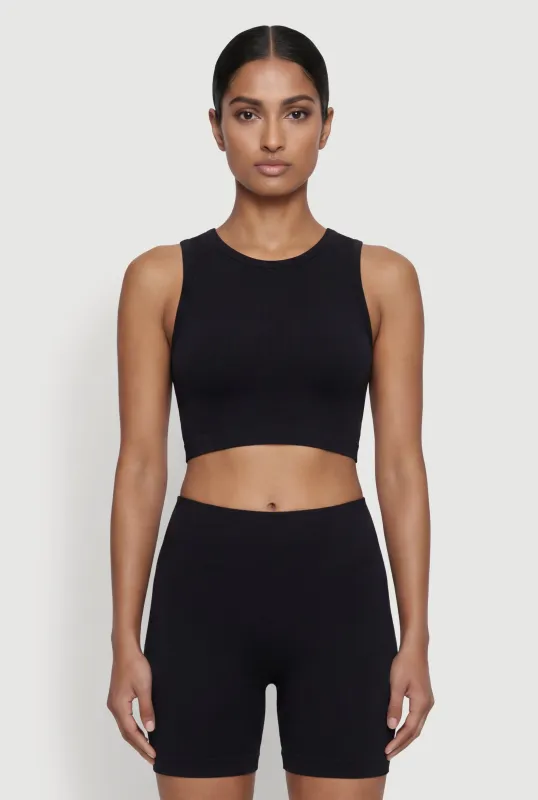 Seamless Compression Rib Cropped Tank Top made by Rainbow