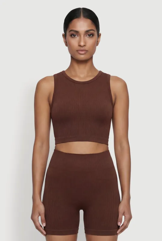 Seamless Compression Rib Cropped Tank Top made by Rainbow