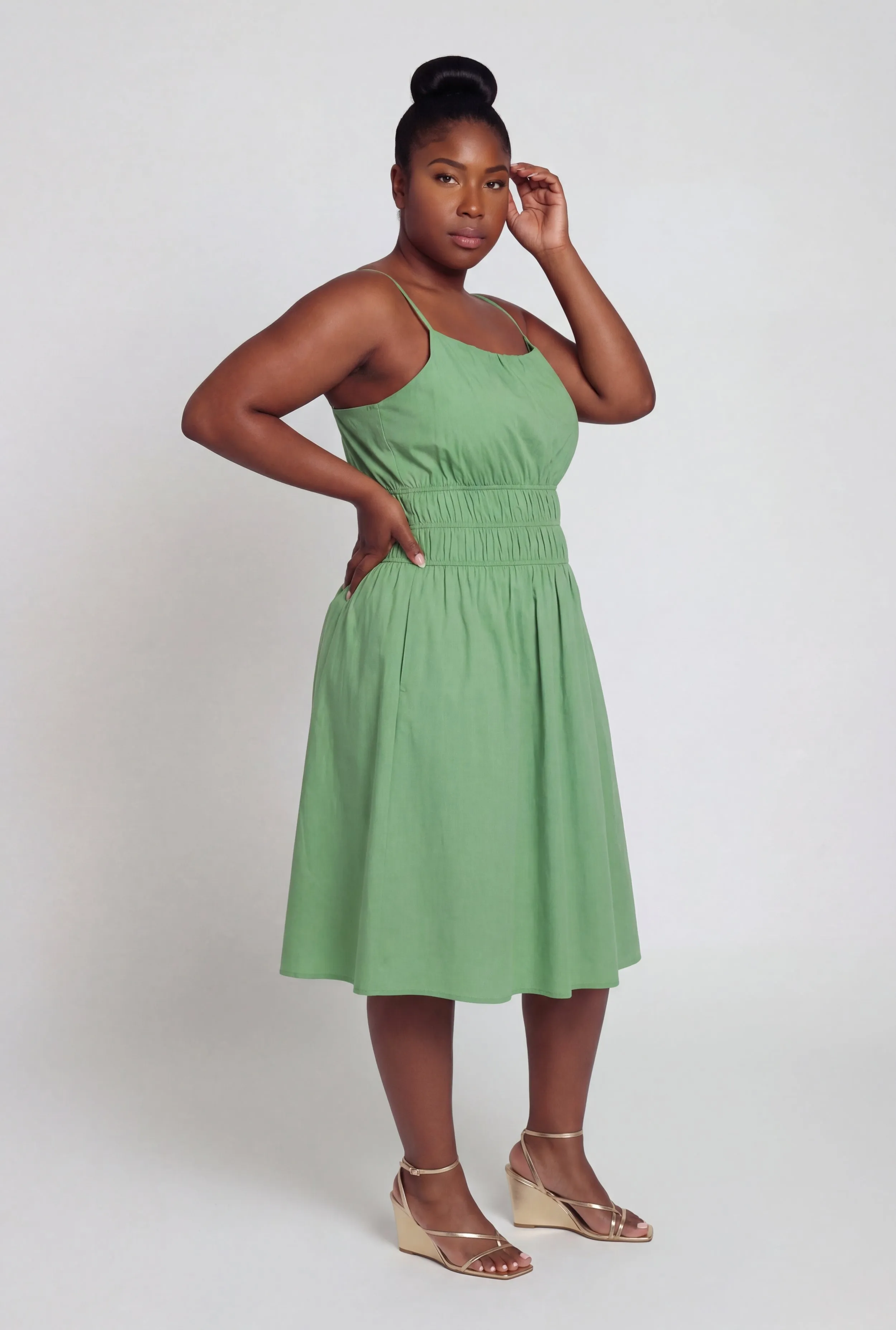 Plus Size Poplin Smocked Waist Midi Dress sold by Rainbow product image thumbnail 2