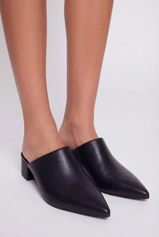 Pointed Toe Block Heel Mules made by Rainbow