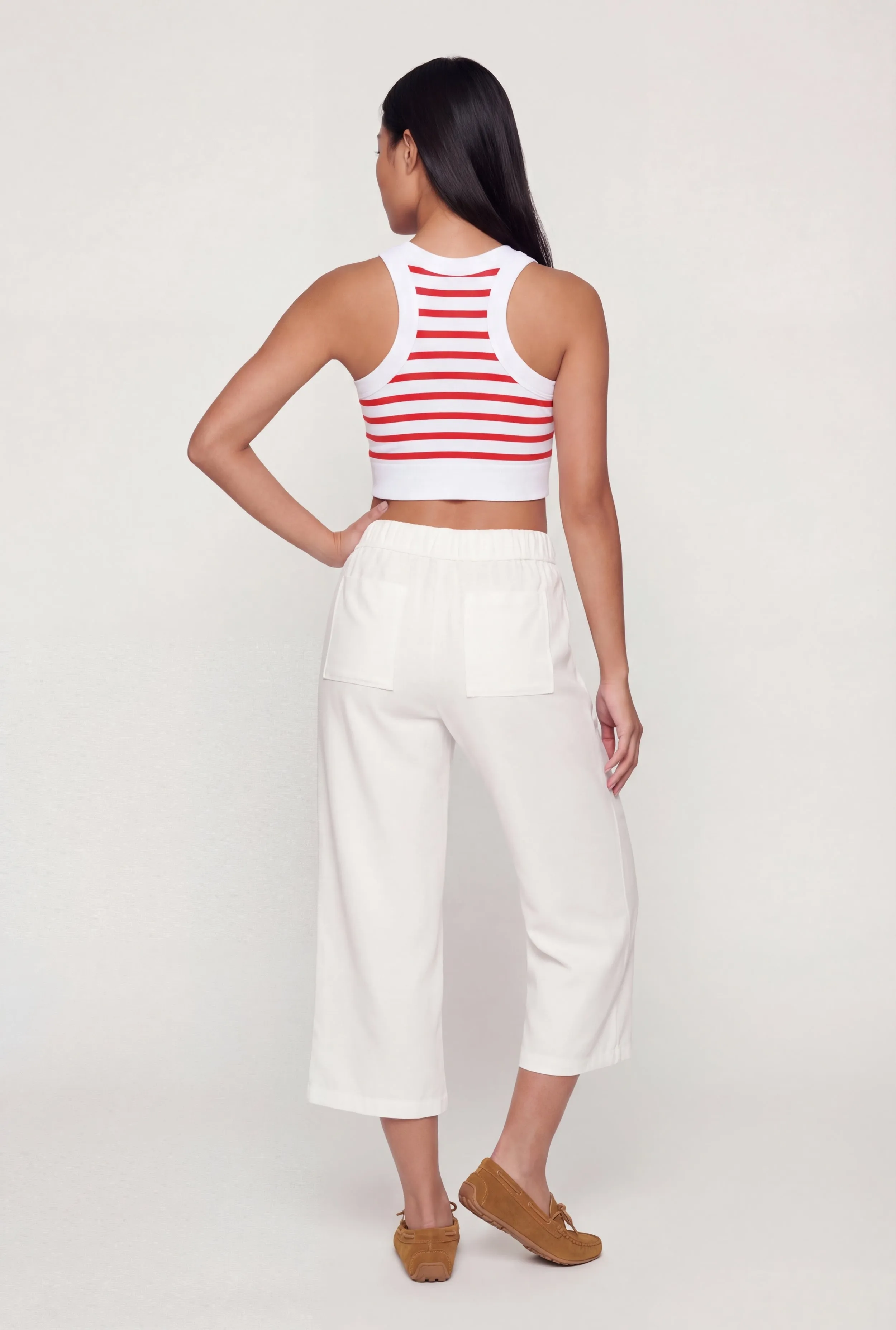 Striped Ribbed Cropped Racerback Tank Top sold by Rainbow product image thumbnail 5