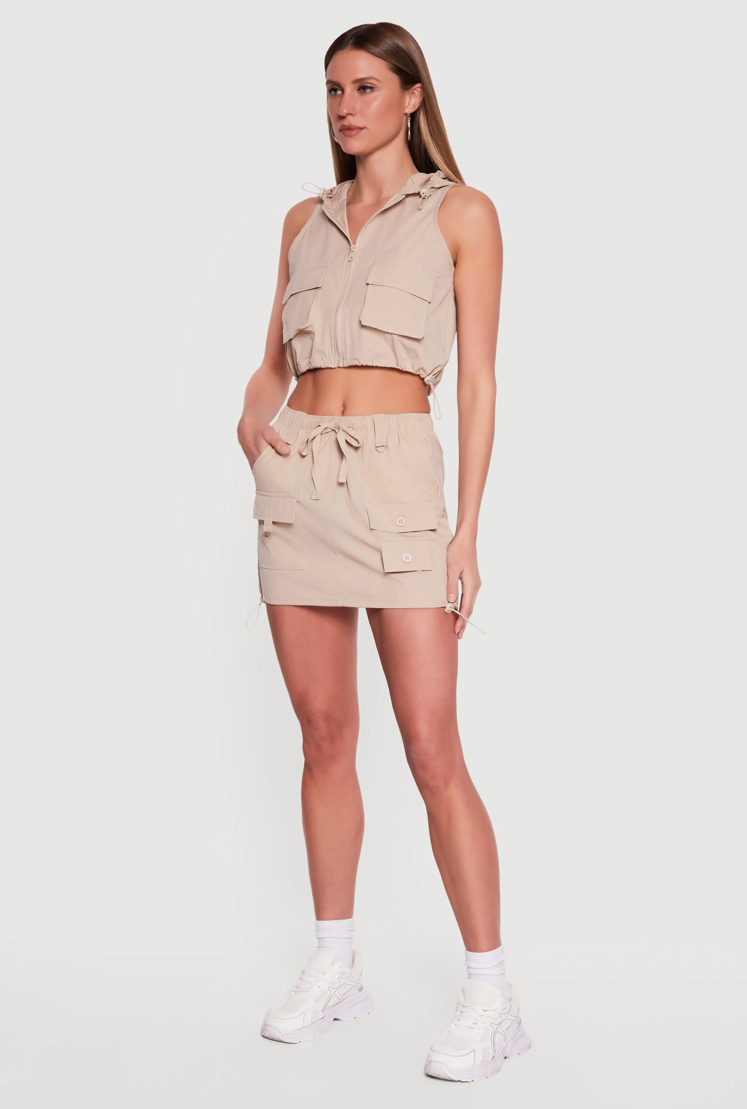 Toggle Drawstring Hem Cargo Pocket Mini Skirt sold by Rainbow product image thumbnail 2