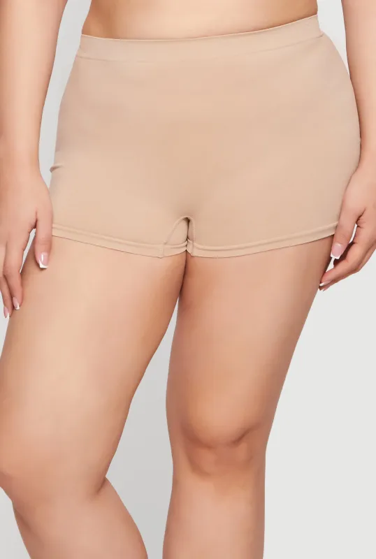 Plus Size Seamless High Waisted Basic Boyshort Panty made by Rainbow