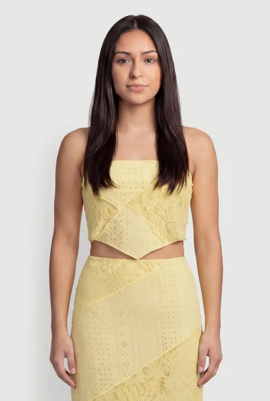 Pointelle Knit Lace Patchwork Crop Tube Top made by iris