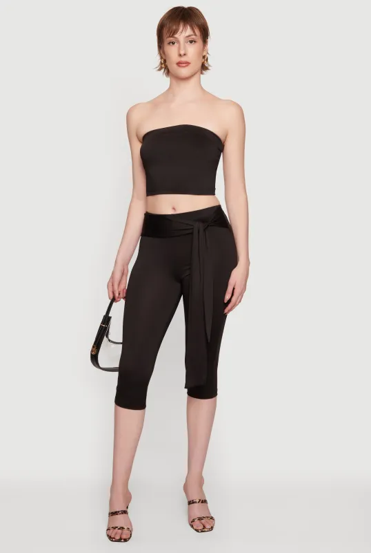 Tie Waist Capri Leggings made by Rainbow