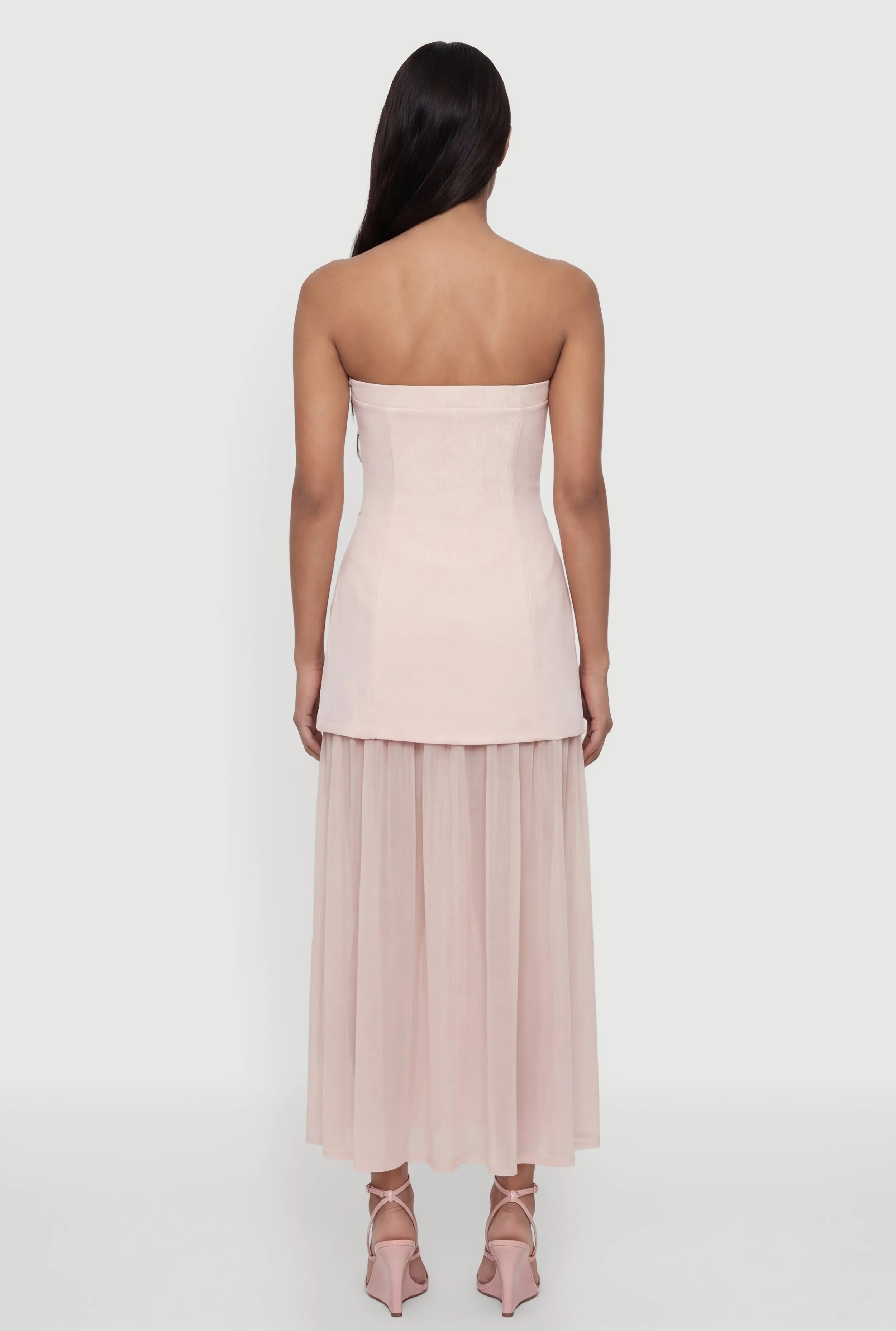 Layered Look Pintuck Detail Mesh Hem Dress sold by Rainbow product image thumbnail 5