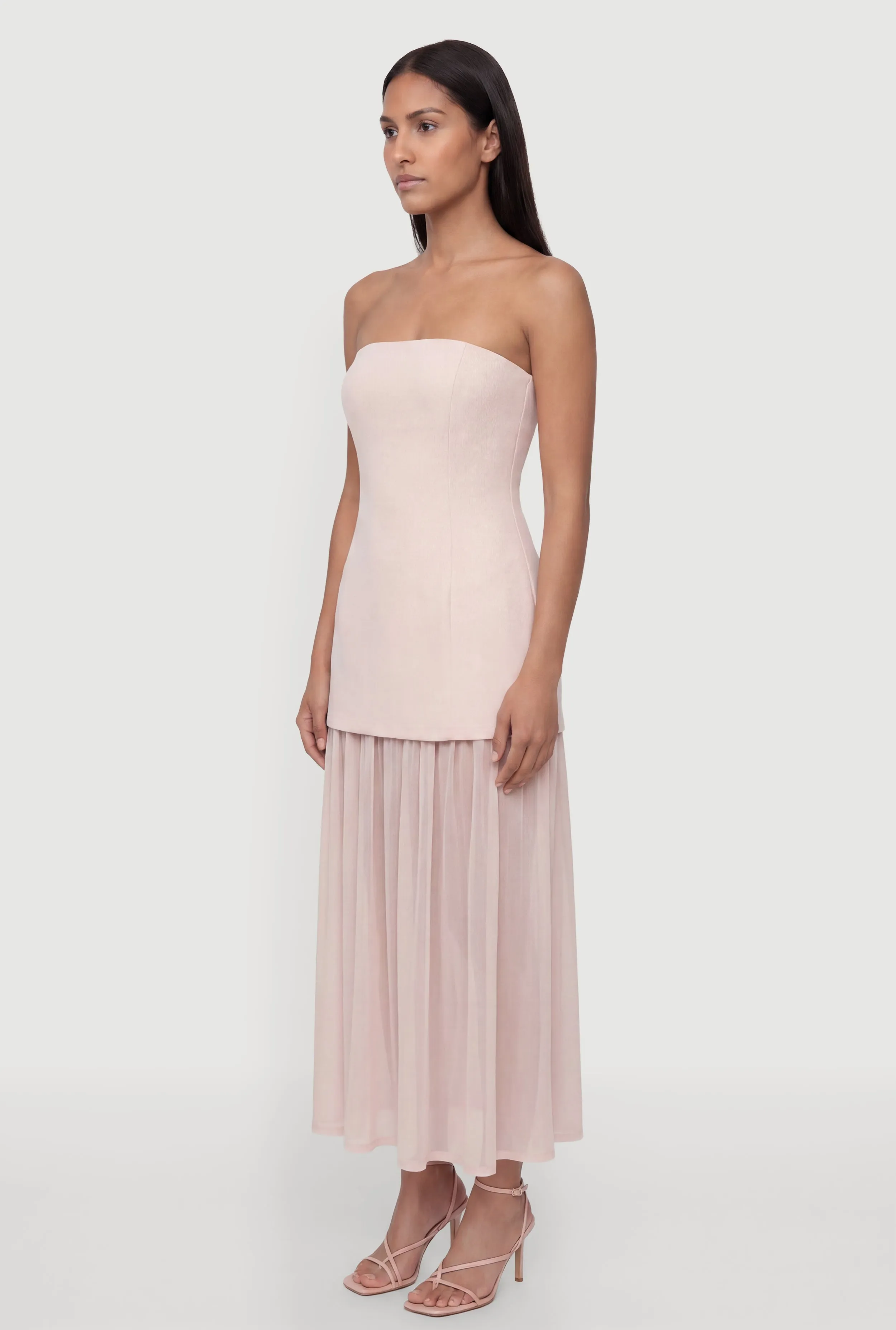 Layered Look Pintuck Detail Mesh Hem Dress sold by Rainbow product image thumbnail 3