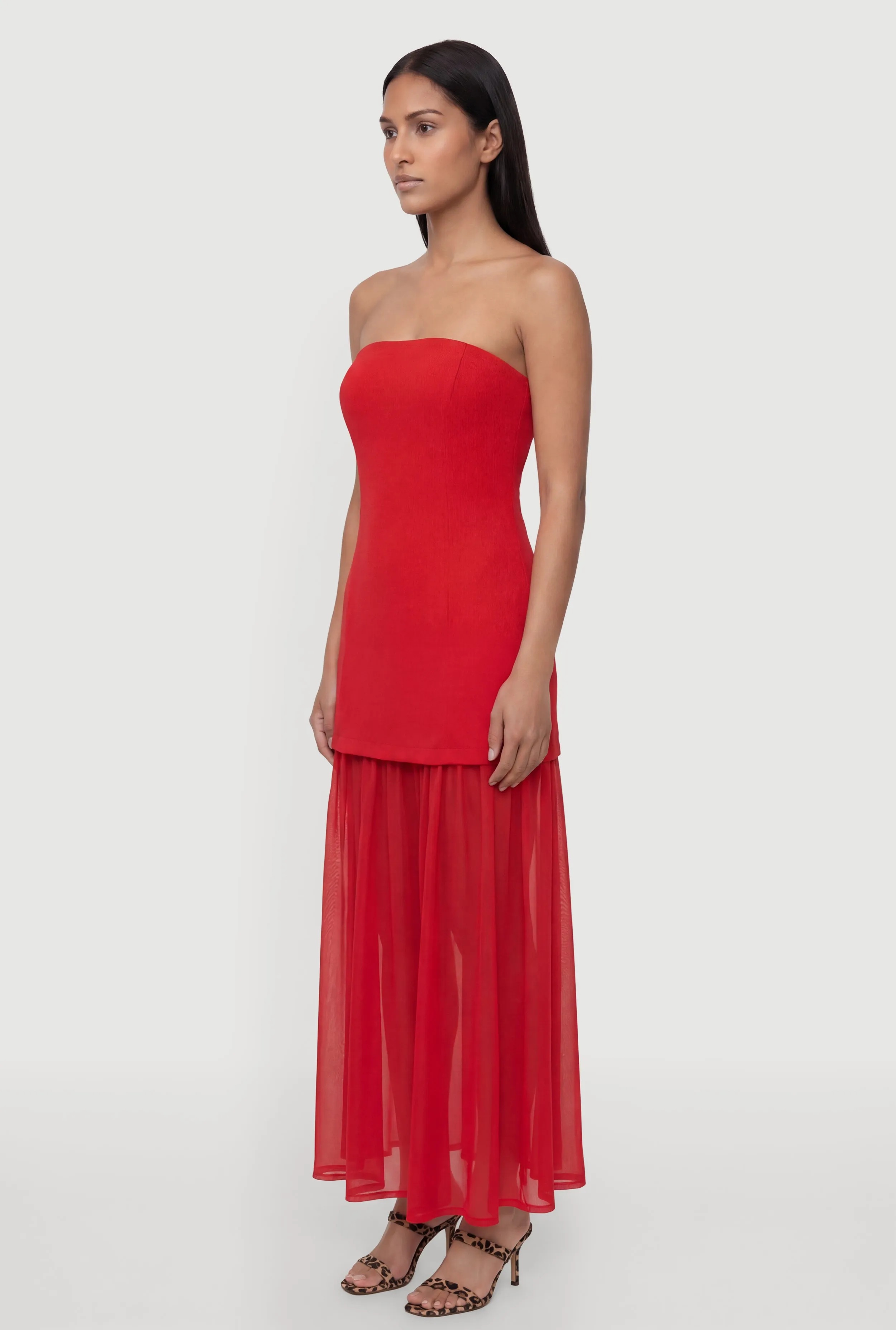 Layered Look Pintuck Detail Mesh Hem Dress sold by Rainbow product image thumbnail 3