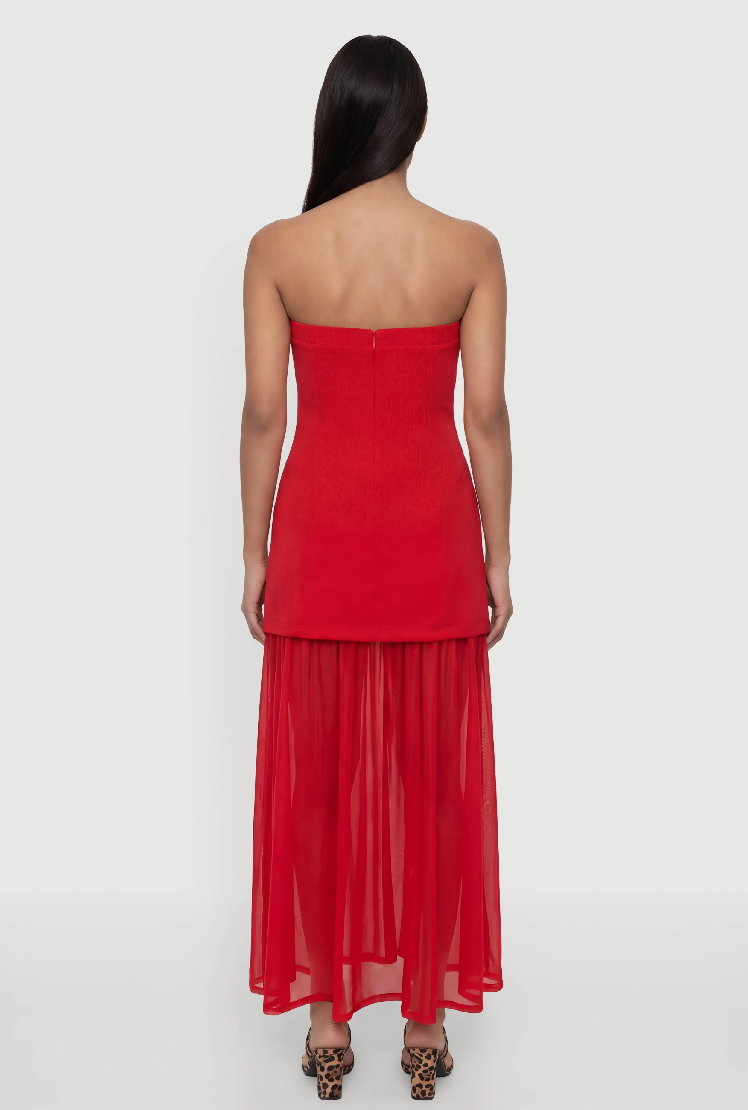 Layered Look Pintuck Detail Mesh Hem Dress sold by Rainbow product image thumbnail 5