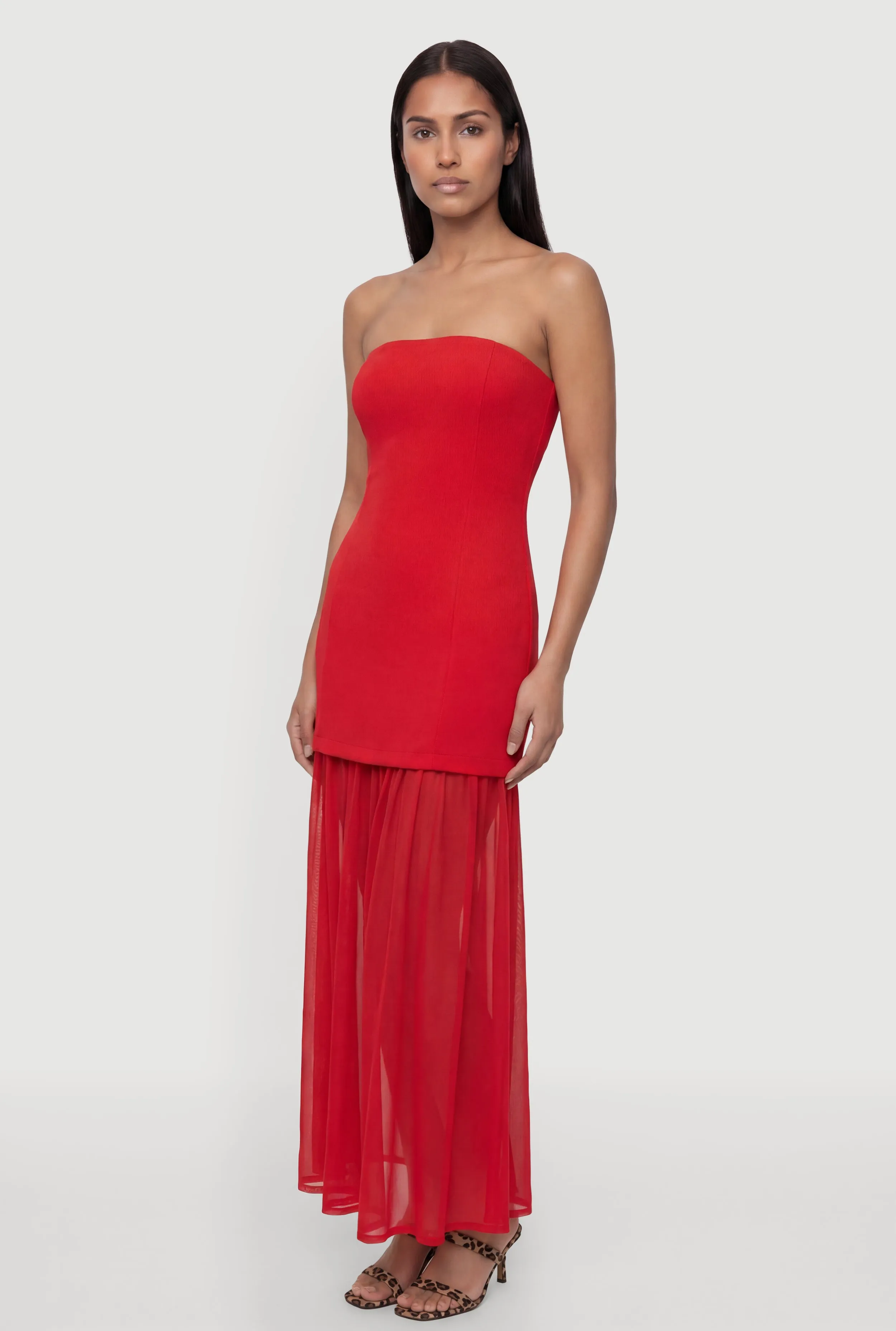 Layered Look Pintuck Detail Mesh Hem Dress sold by Rainbow product image thumbnail 2