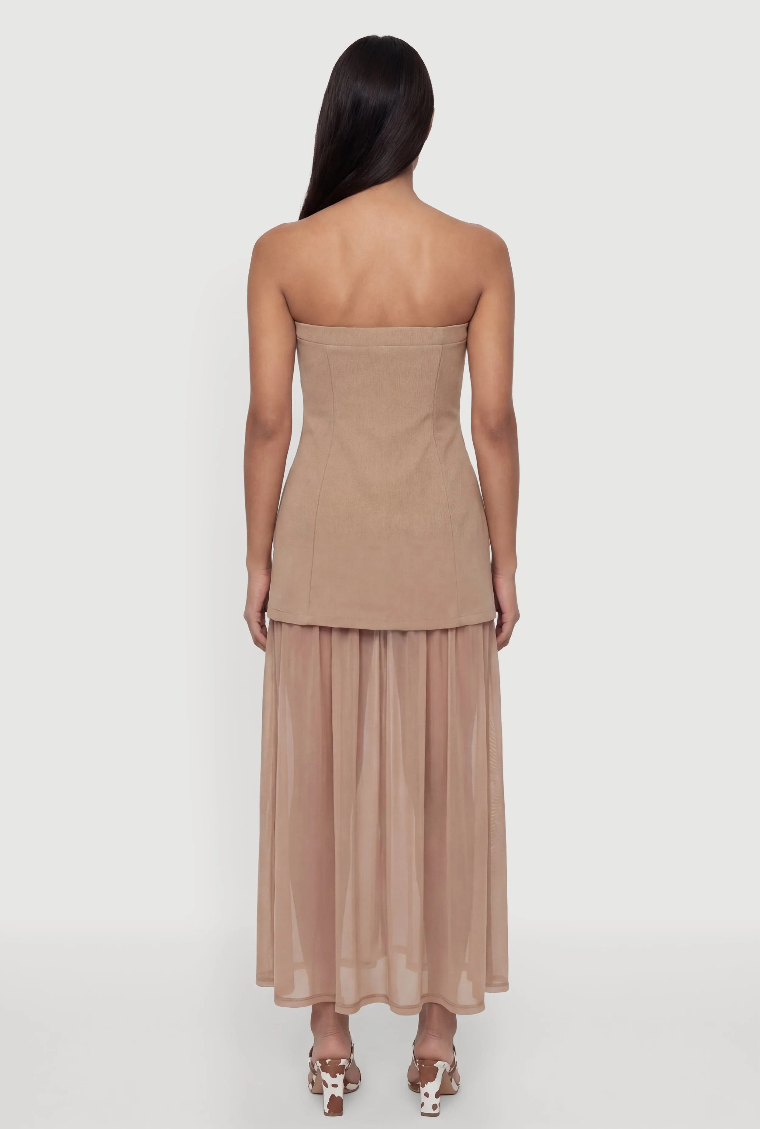 Layered Look Pintuck Detail Mesh Hem Dress sold by Rainbow product image thumbnail 5