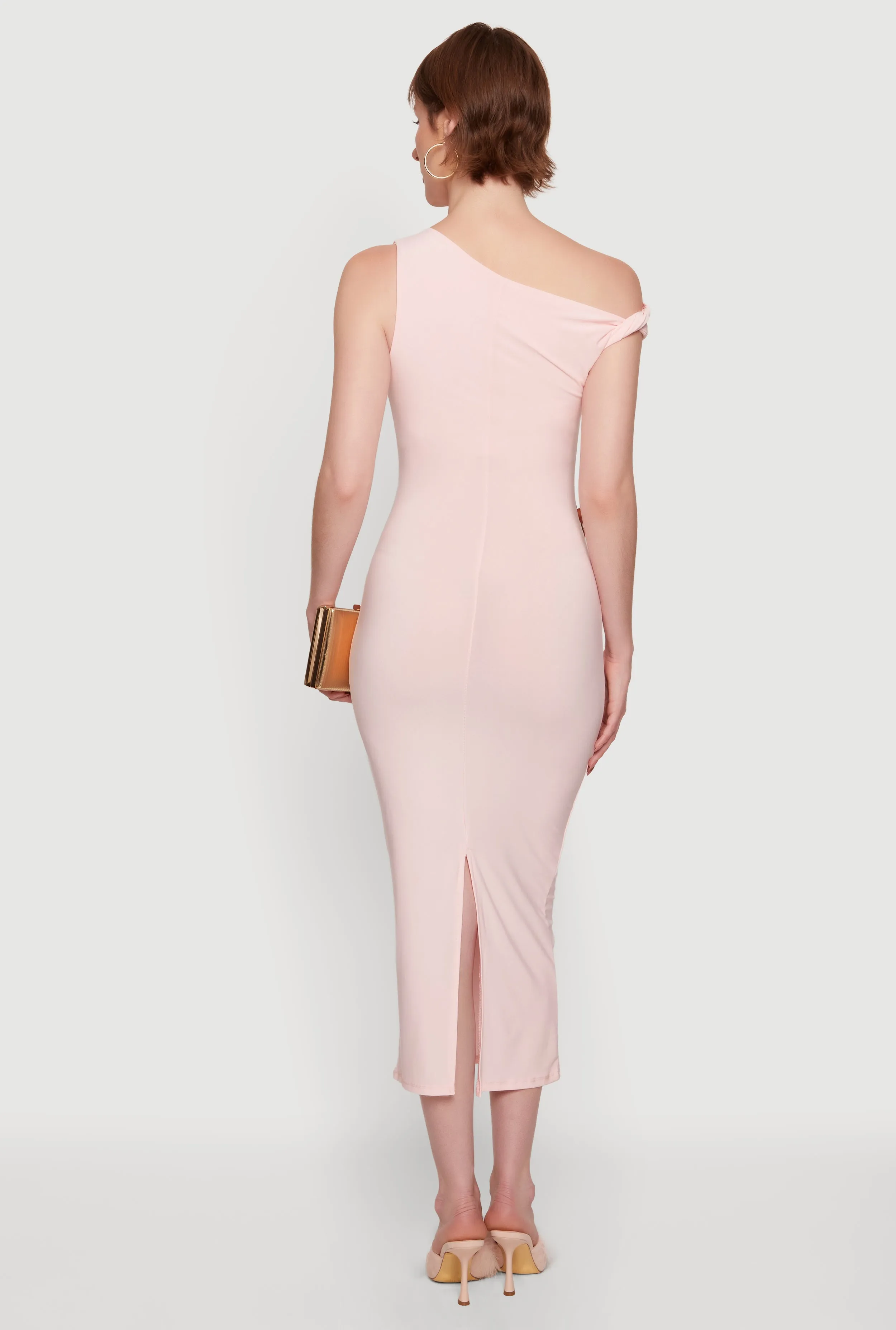 Asymmetrical One Shoulder Side Ruched Midi Dress sold by Rainbow product image thumbnail 3