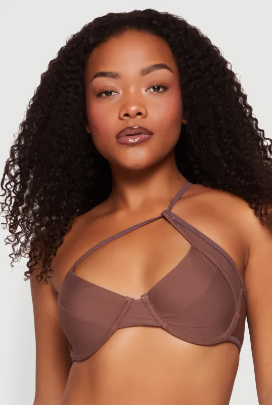 Cutout One Shoulder Swim Bikini Top made by Rainbow