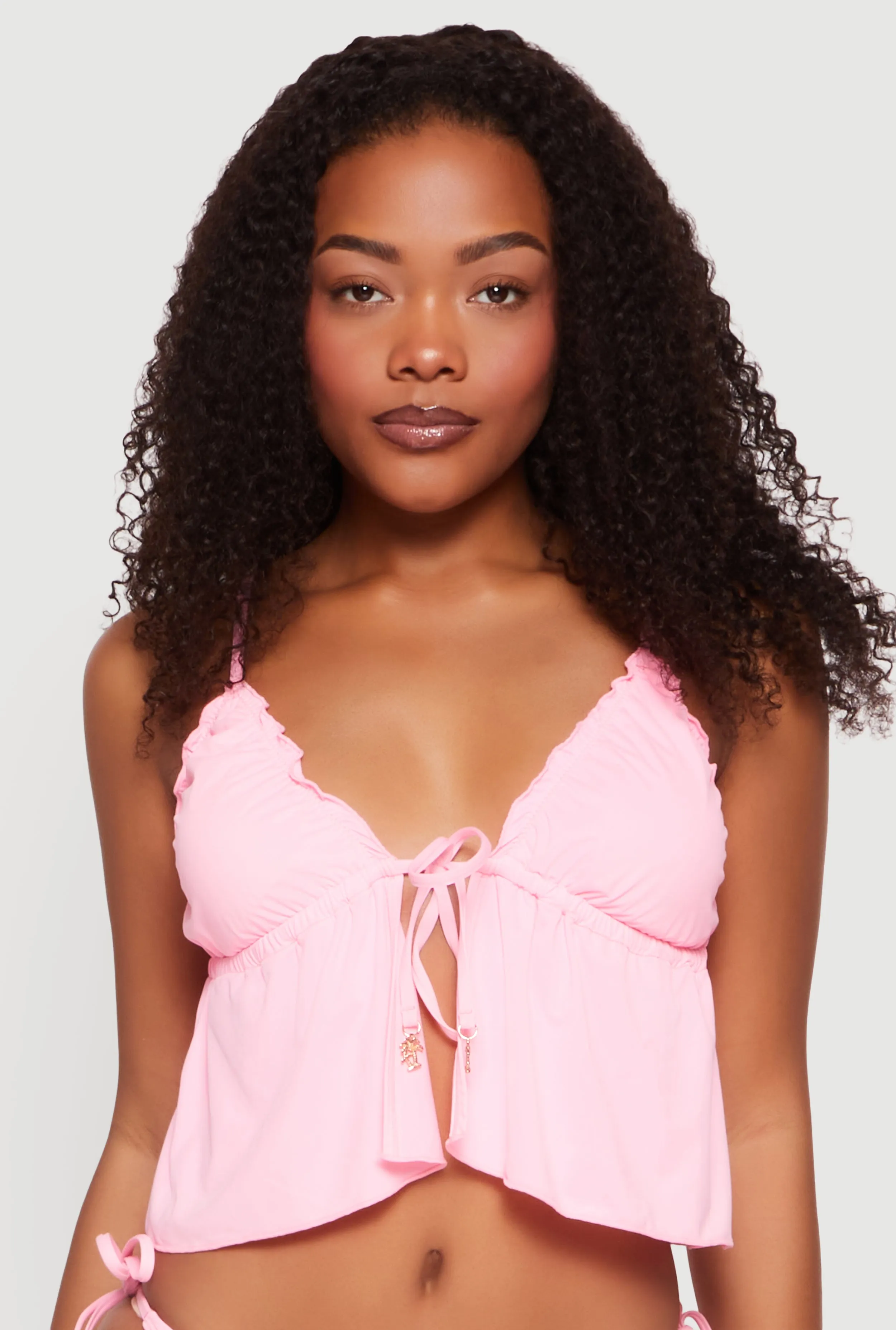 Tie Front Flyaway Tankini Top sold by Rainbow