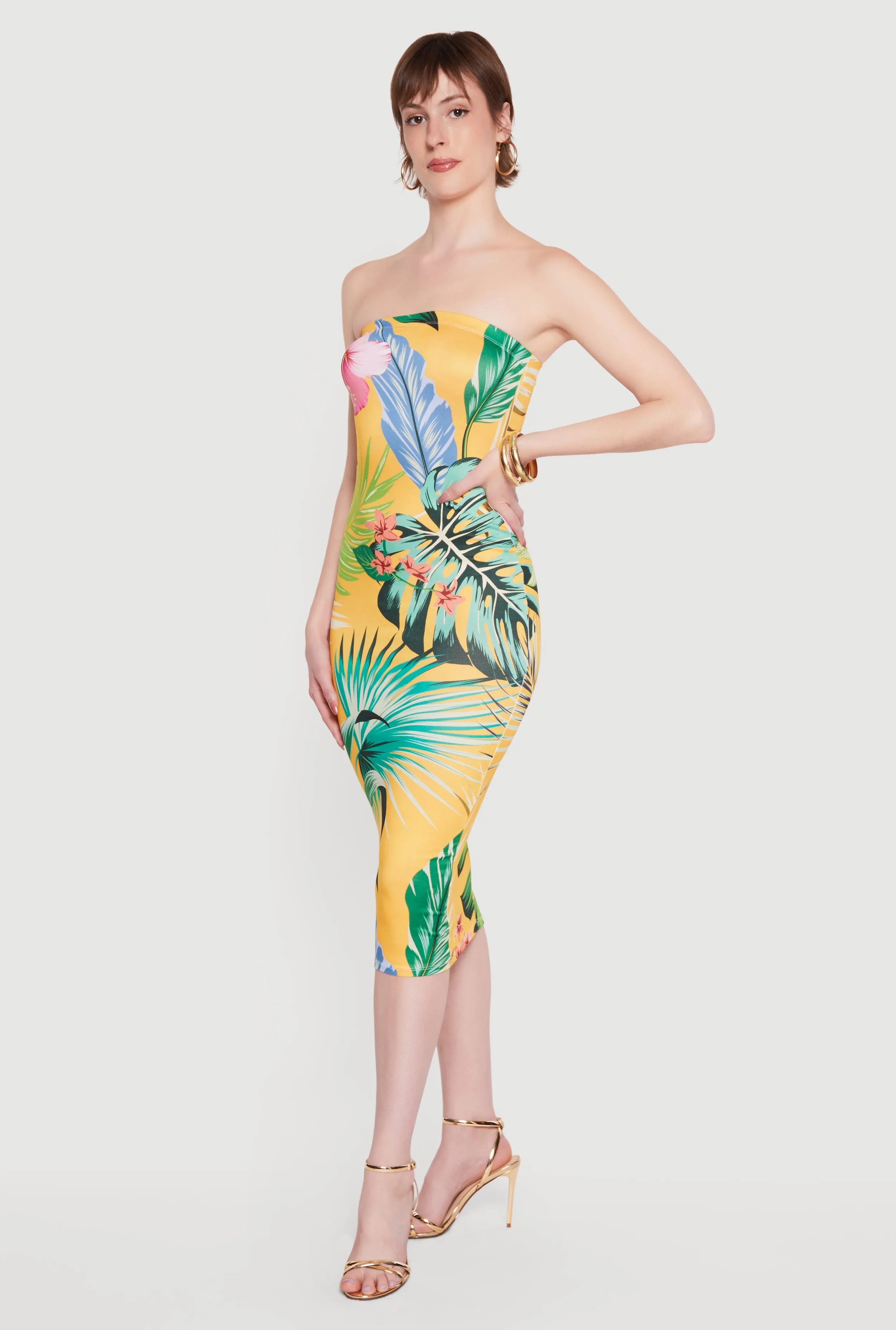 Floral Print Bodycon Midi Dress sold by Rainbow product image thumbnail 2