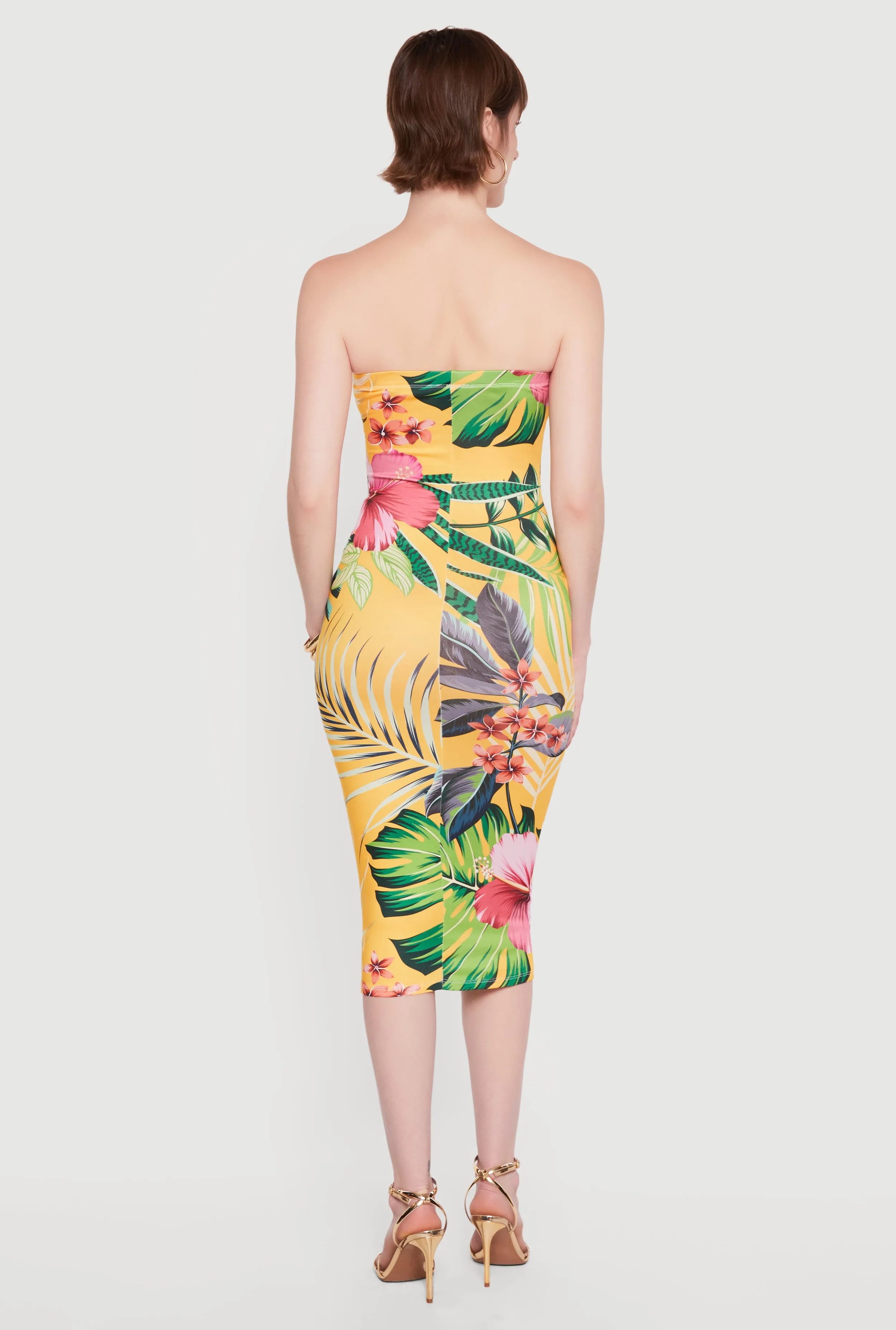 Floral Print Bodycon Midi Dress sold by Rainbow product image thumbnail 3