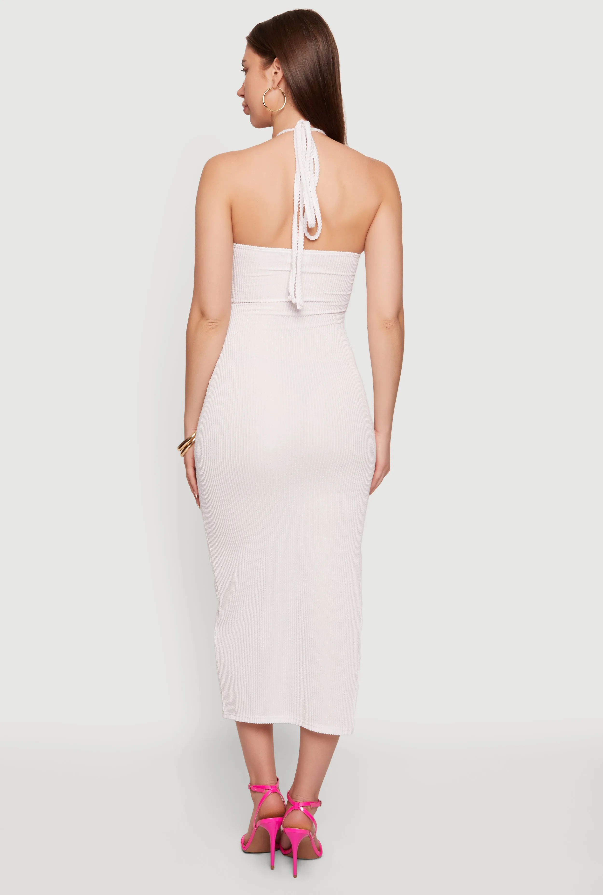 Sleeveless Halter Neck Maxi Dress with Cutout Detail sold by Rainbow product image thumbnail 3