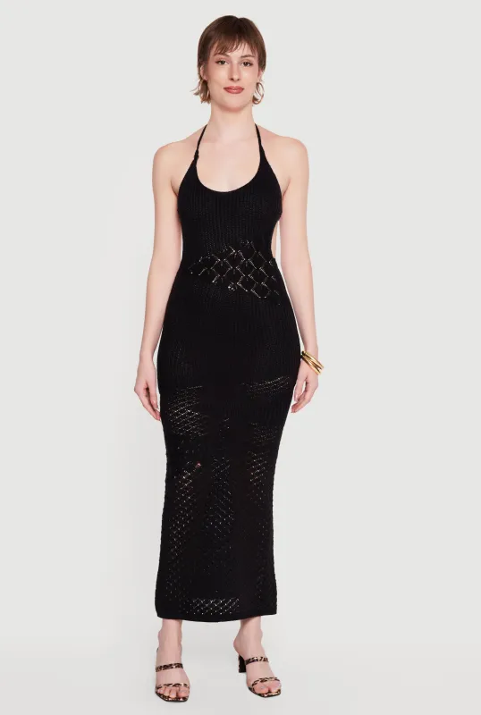 Crochet Tie Back Halter Dress made by Rainbow
