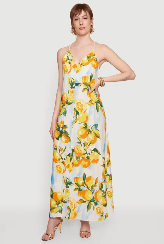 Lemon Print Sleeveless Maxi Dress made by Rainbow
