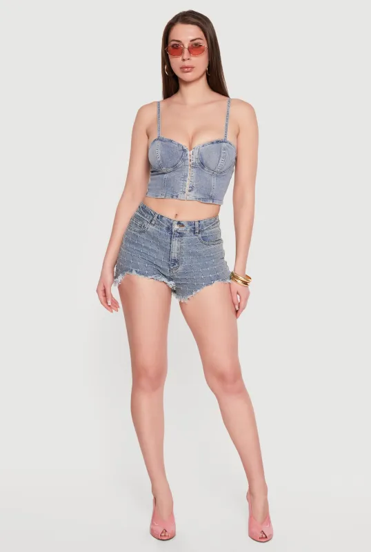 Cropped Denim Bustier Top made by Almost Famous