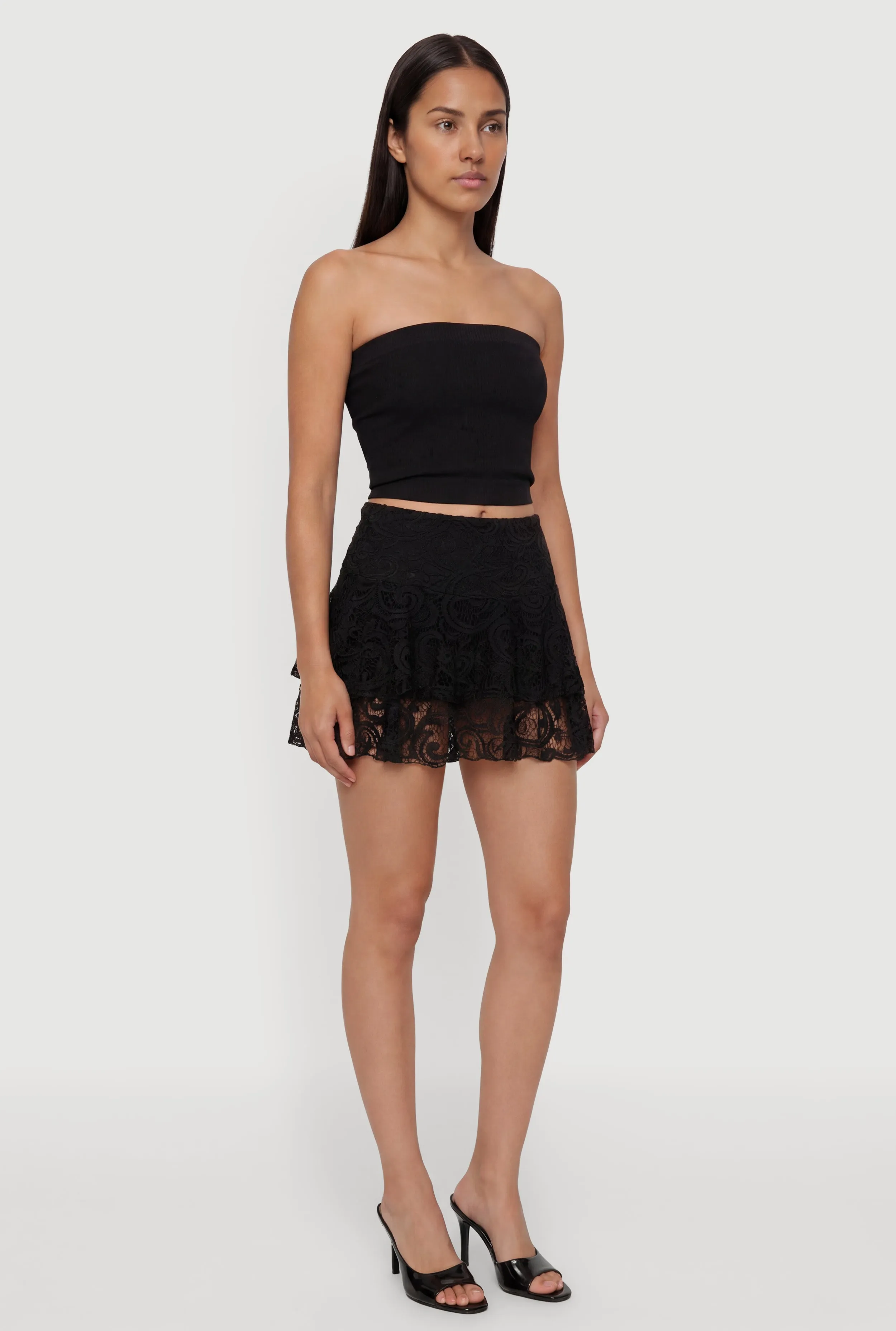 Lace Drop Waist Ruffle Trim Skort sold by Rainbow product image thumbnail 2