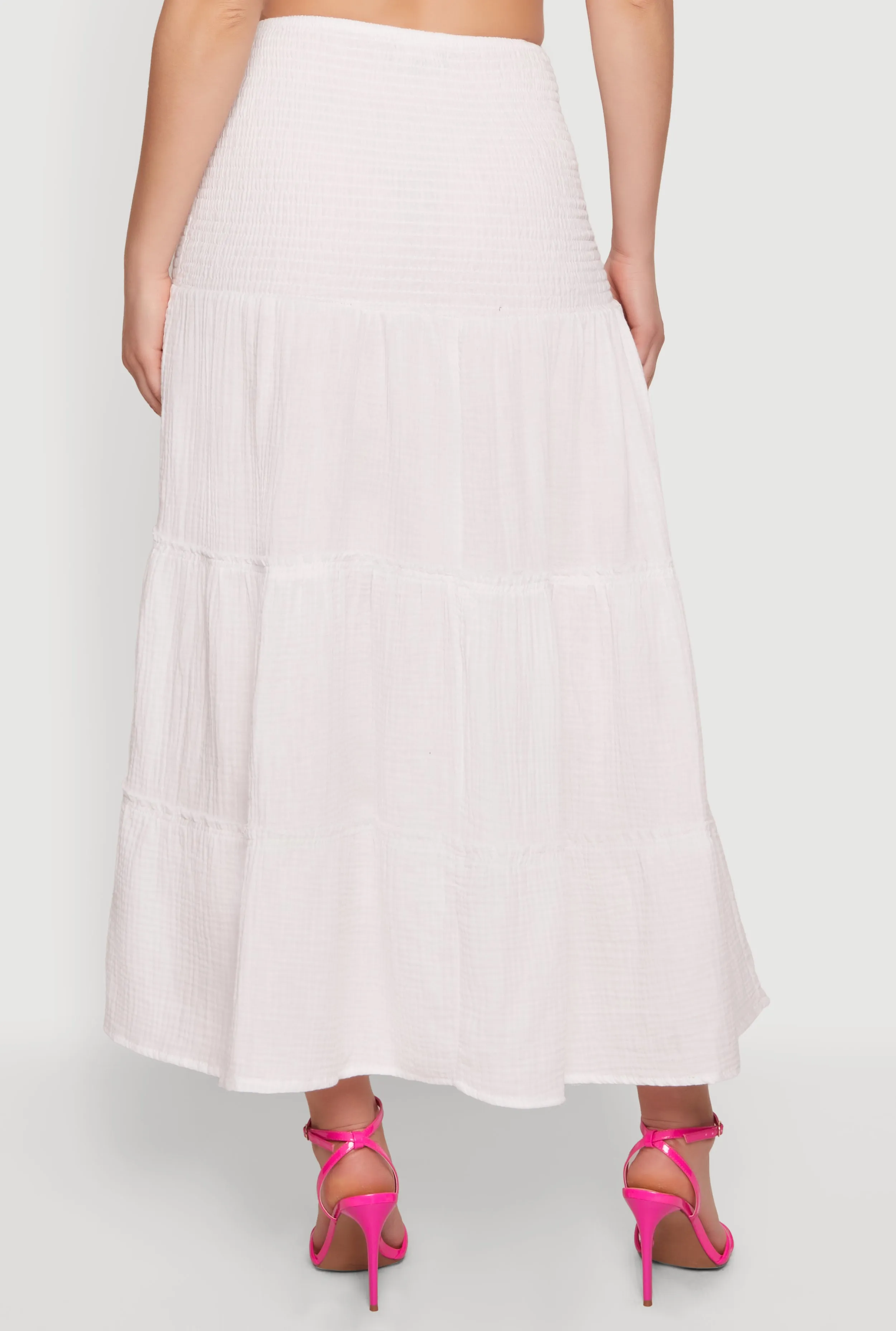 Gauze Knit Side Slit Tiered Maxi Skirt sold by Rainbow product image thumbnail 5