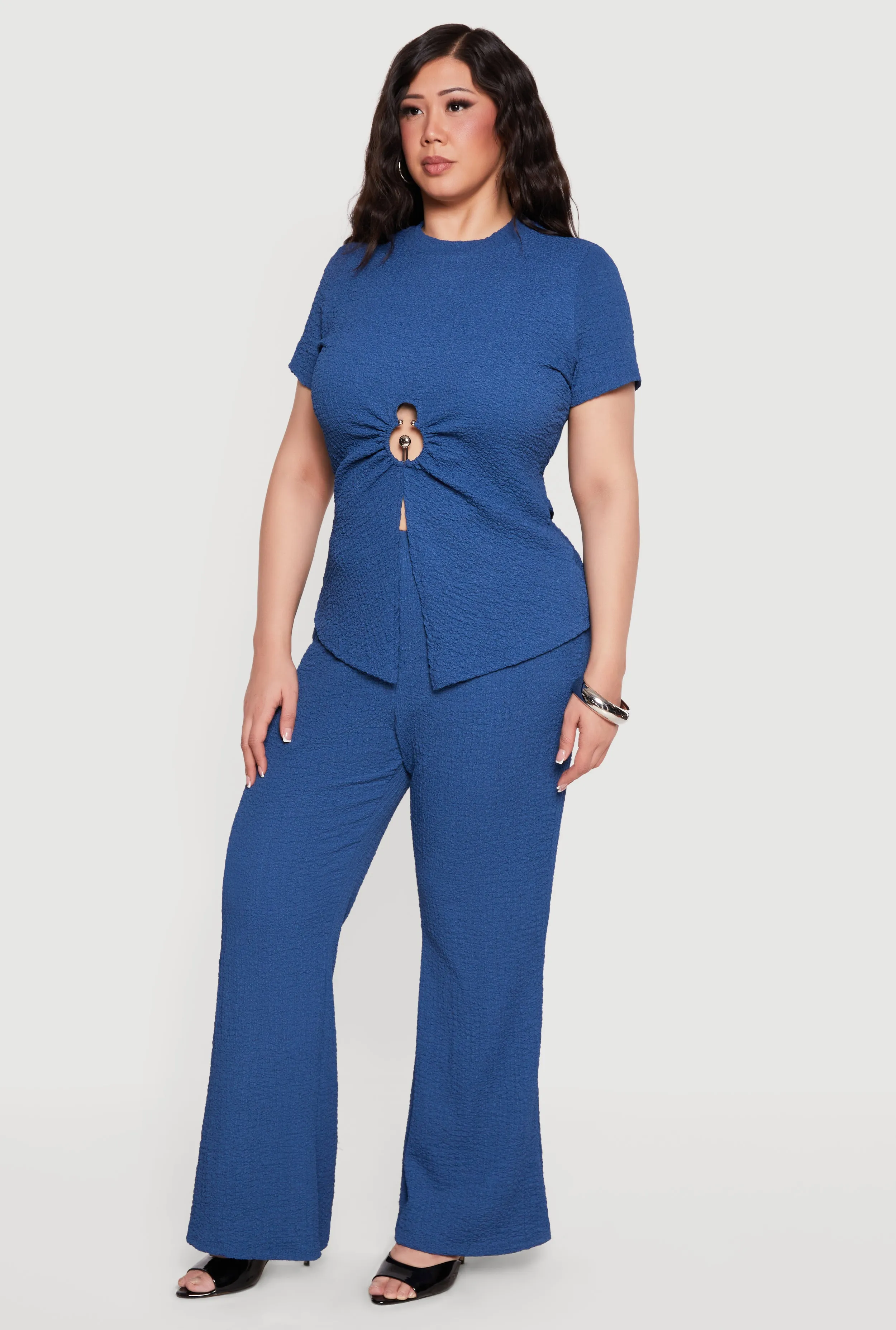 Plus Size High Waisted Textured Knit Pants sold by Rainbow product image thumbnail 2