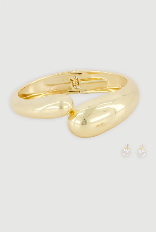 Chunky Hinge Bracelet and Stud Earrings Set made by Rainbow