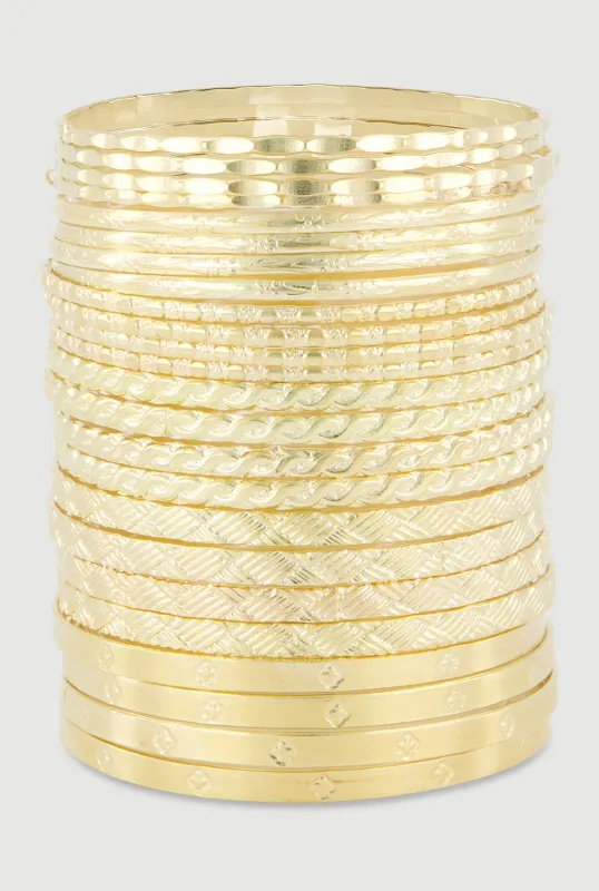 Textured Metallic Bangles Set of 24 made by Rainbow
