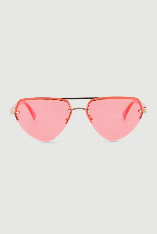 Rimless Geometric Aviator Sunglasses made by Rainbow