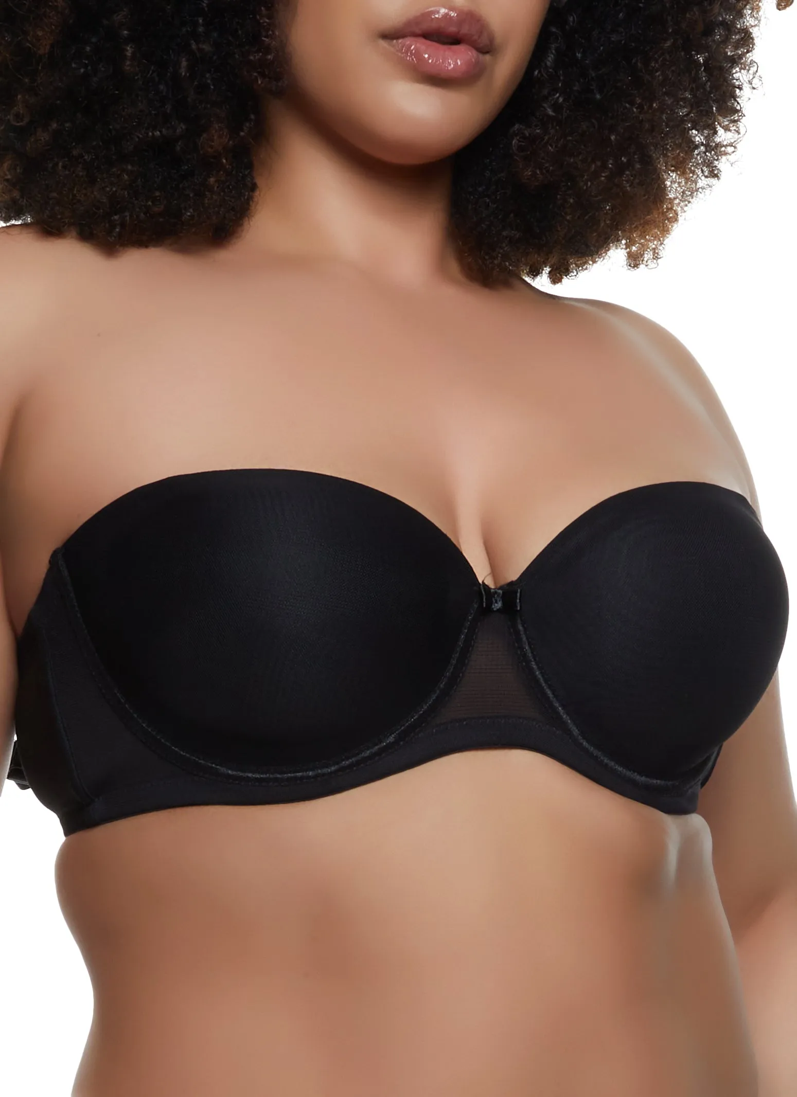 Plus Size Solid Mesh Convertible Balconette Bra sold by Rainbow product image thumbnail 2
