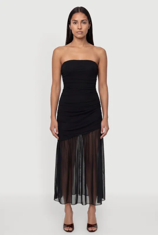 Ruched Side Layered Tube Maxi Dress made by Rainbow