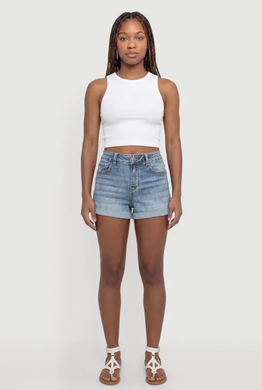 WAX Mineral Wash Whiskered Denim Shorts made by Rainbow