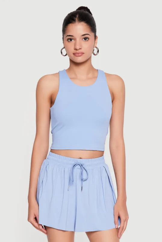 Racerback Cropped Tank Top with Shelf Bra made by Rainbow