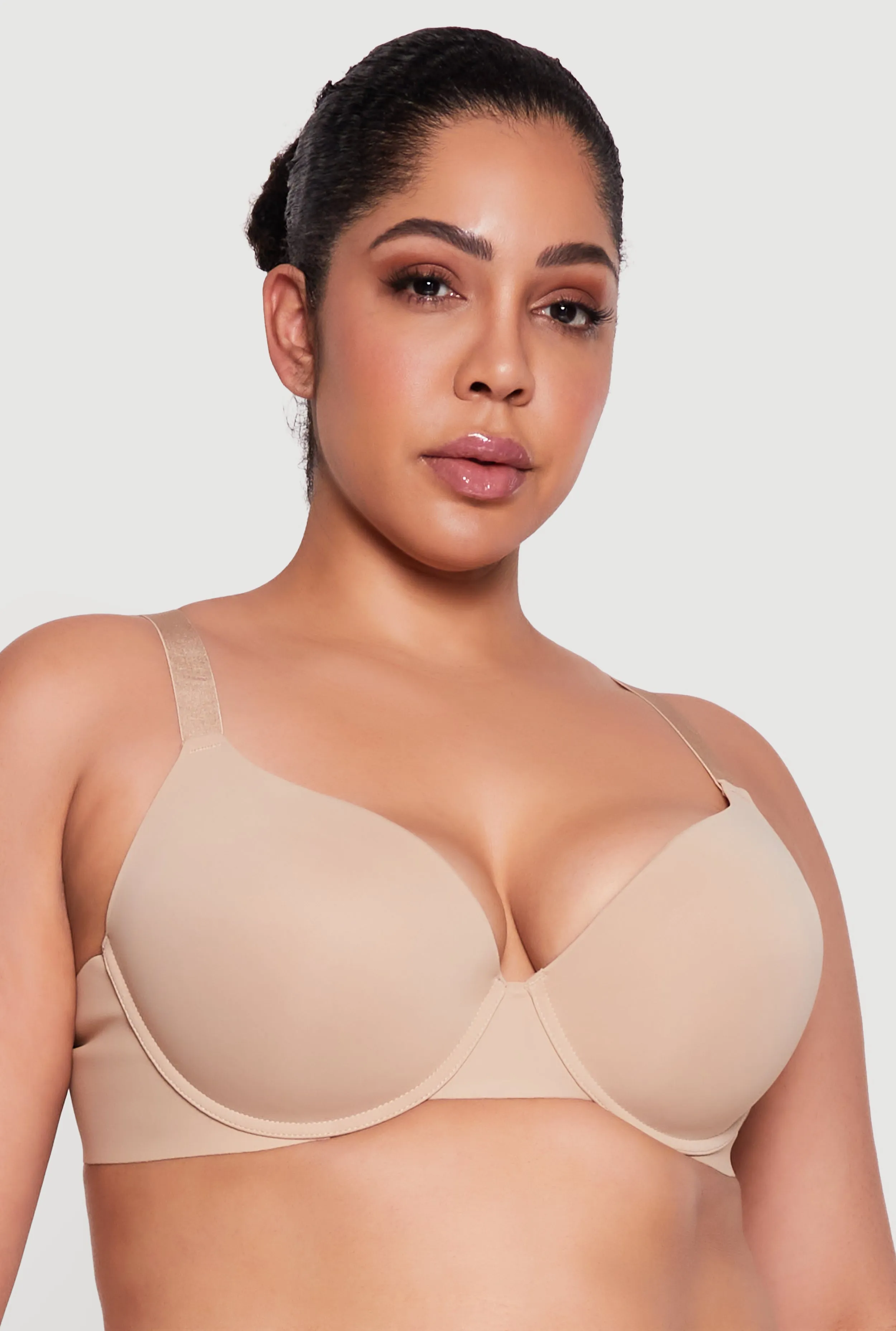 Plus Size Laser Cut Seamless Plunge Bra sold by Rainbow