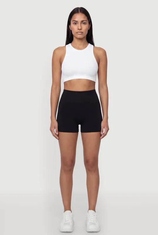 Seamless Rib Knit High Waisted Bike Shorts made by Rainbow