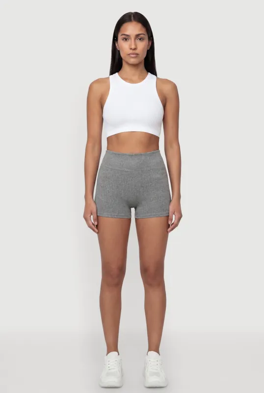 Seamless Rib Knit High Waisted Bike Shorts made by Rainbow