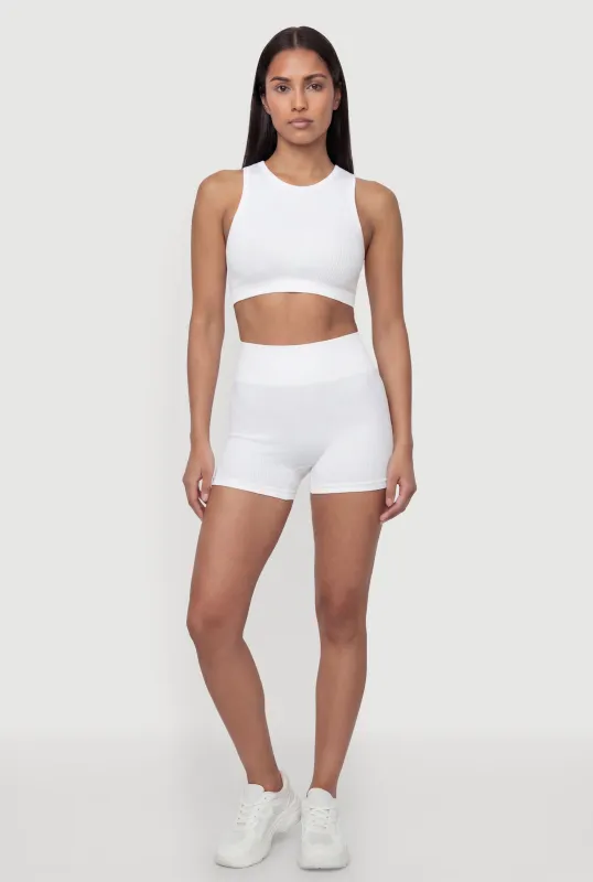 Seamless Rib Knit High Waisted Bike Shorts made by Rainbow