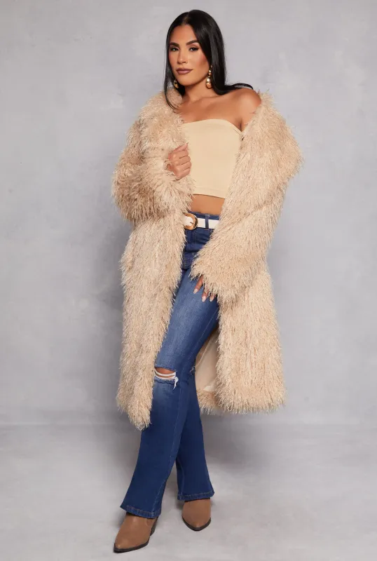 Shaggy Faux Fur Long Coat made by Rainbow
