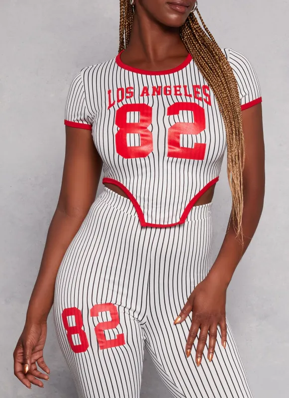 Los Angeles 82 Pinstripe Crop Top made by Rainbow