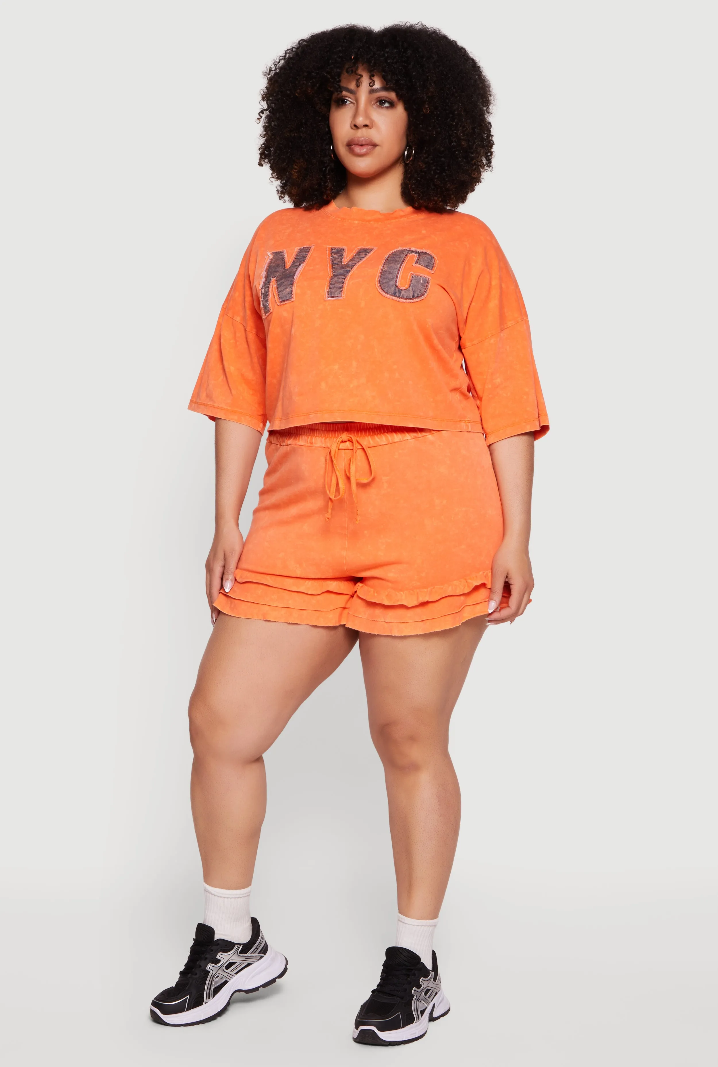 Plus Size Acid Wash Ruffle Trim Shorts sold by Rainbow product image thumbnail 2
